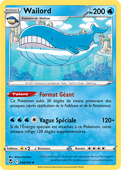 Carte Pokémon Wailord 038/195 de la série Tempête Argentée en vente au meilleur prix