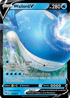 Carte Pokémon Ultra rare V Wailord V 013/073 de la série La Voie du Maître