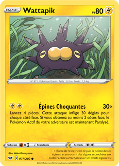 Carte Pokémon Wattapik 77/202 de la série Épée et Bouclier en vente au meilleur prix