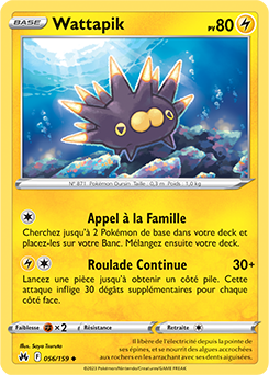 Carte Pokémon Peu commune Wattapik 056/159 de la série Zénith Suprême