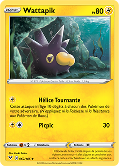Carte Pokémon Peu commune Wattapik 062/185 de la série Voltage Éclatant