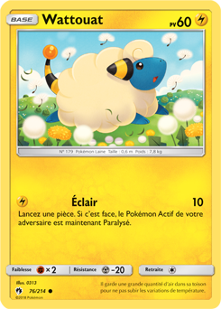 Carte Pokémon Wattouat 76/214 de la série Tonnerre Perdu en vente au meilleur prix