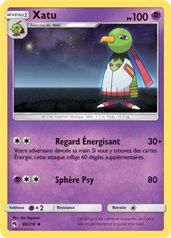 Carte Pokémon Peu commune Xatu 88/214 de la série Tonnerre Perdu