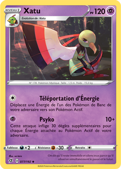 Carte Pokémon Peu commune Xatu 77/192 de la série Clash des Rebelles