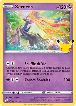 Carte Pokémon Rare Xerneas 12/25 de la série Célébrations