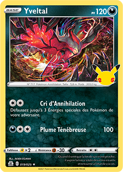 Carte Pokémon Rare Yveltal 19/25 de la série Célébrations