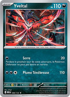 Carte Pokémon Rare Yveltal 88/132 de la série Méga-Évolution