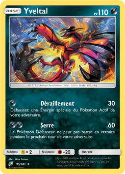 Carte Pokémon Holographique Rare Yveltal 95/181 de la série Duo de Choc