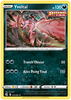 Carte Pokémon Rare Yveltal 175/264 de la série Poing de Fusion