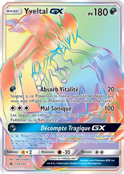 Carte Pokémon Secrète Rainbow GX Yveltal GX 137/131 de la série Lumière Interdite
