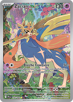 Carte Pokémon Illustration rare Zacian 100/94 de la série Flammes Fantasmagoriques