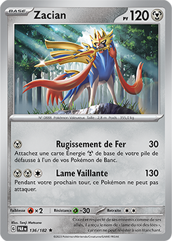 Carte Pokémon Zacian 136/182 de la série Faille Paradoxe en vente au meilleur prix