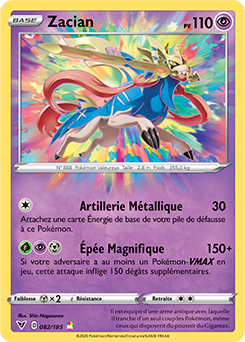 Carte Pokémon Amazing Rare Zacian 082/185 de la série Voltage Éclatant
