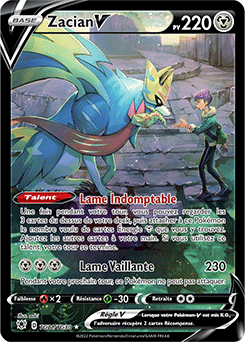 Carte Pokémon Full Art V Zacian-V TG21/TG30 de la série Astres Radieux