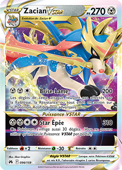 Carte Pokémon Zacian VSTAR 096/159 de la série Zénith Suprême en vente au meilleur prix