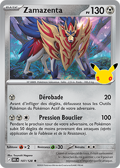 Carte Pokémon Rare Zamazenta 107/128 de la série 30e Anniversaire