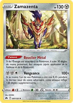 Carte Pokémon Zamazenta 097/159 de la série Zénith Suprême en vente au meilleur prix