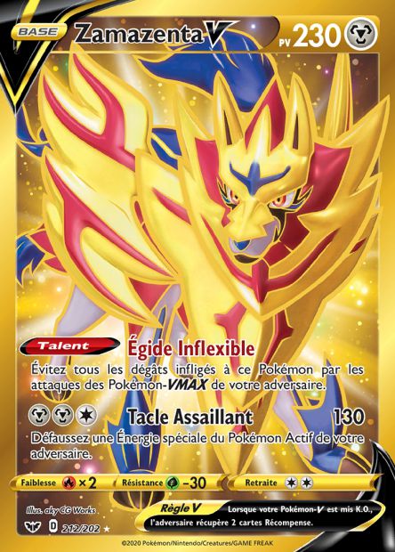 Carte Pokémon Zamazenta V 212/202 de la série Épée et Bouclier en vente au meilleur prix