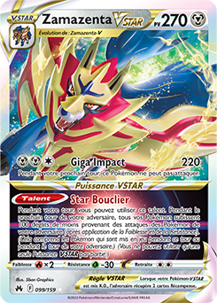 Carte Pokémon Ultra rare VSTAR Zamazenta VSTAR 099/159 de la série Zénith Suprême