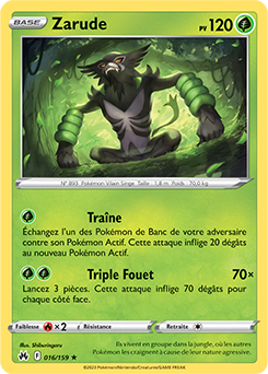 Carte Pokémon Holographique rare Zarude 016/159 de la série Zénith Suprême