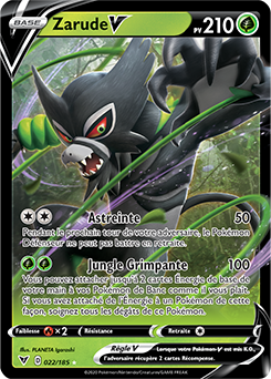 Carte Pokémon Ultra rare V Zarude V 022/185 de la série Voltage Éclatant