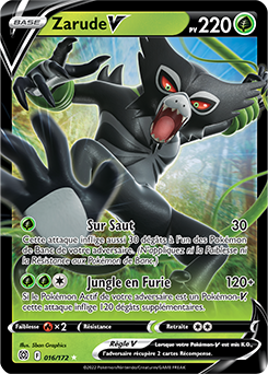 Carte Pokémon Ultra rare V Zarude V 016/172 de la série Stars Étincelantes