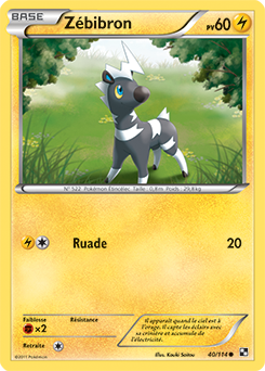 Carte Pokémon Zébibron 40/114 de la série Noir & Blanc en vente au meilleur prix