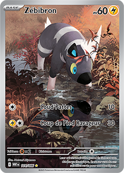 Carte Pokémon Illustration rare Zébibron 114/86 de la série Flamme Blanche