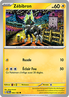 Carte Pokémon Communes Zébibron 62/182 de la série Faille Paradoxe