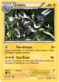Carte Pokémon Rare Zéblitz 36/101 de la série Nobles Victoires