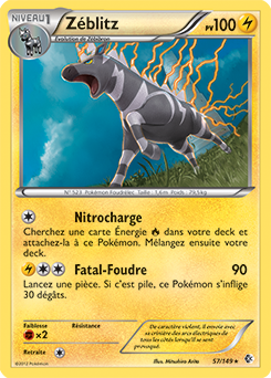 Carte Pokémon Holographique Rare Zéblitz 57/149 de la série Frantières Franchies