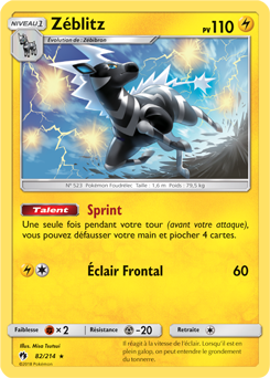 Carte Pokémon Zéblitz 82/214 de la série Tonnerre Perdu en vente au meilleur prix
