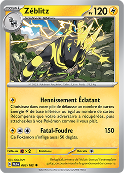 Carte Pokémon Peu commune Zéblitz 63/182 de la série Faille Paradoxe