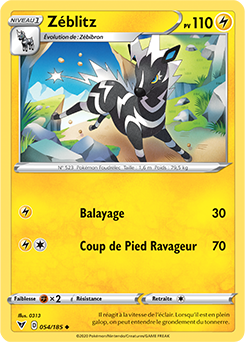 Carte Pokémon Peu commune Zéblitz 054/185 de la série Voltage Éclatant