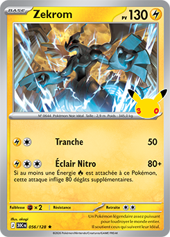 Carte Pokémon Rare Zekrom 056/128 de la série 30e Anniversaire