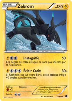Carte Pokémon Holographique Rare Zekrom 39/116 de la série Glaciation Plasma