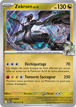 Carte Pokémon Zekrom de N 155/217 de la série Héros Transcendants en vente au meilleur prix