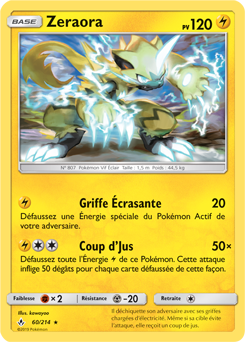 Carte Pokémon Rare Zeraora 60/214 de la série Alliance Infallible