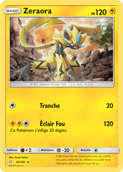 Carte Pokémon Zeraora 52/181 de la série Duo de Choc en vente au meilleur prix