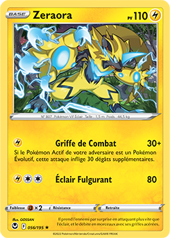 Carte Pokémon Rare Zeraora 056/195 de la série Tempête Argentée