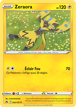 Carte Pokémon Rare Zeraora 052/159 de la série Zénith Suprême