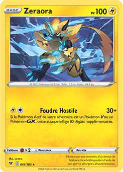 Carte Pokémon Holographique rare Zeraora 061/185 de la série Voltage Éclatant