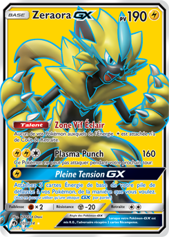 Carte Pokémon Zeraora GX 201/214 de la série Tonnerre Perdu en vente au meilleur prix