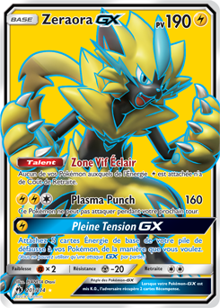 Carte Pokémon Pokémon Full Art Zeraora GX 201/214 de la série Tonnerre Perdu