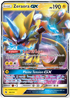 Carte Pokémon Pokémon GX Zeraora GX 86/214 de la série Tonnerre Perdu
