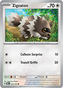 Carte Pokémon Communes Zigzaton 167/197 de la série Flammes Obsidiennes