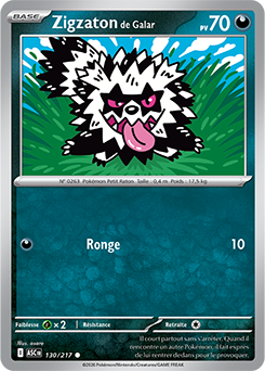 Carte Pokémon Zigzaton de Galar 130/217 de la série Héros Transcendants en vente au meilleur prix