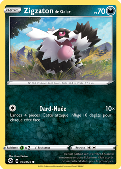 Carte Pokémon Zigzaton de Galar 035/073 de la série La Voie du Maître en vente au meilleur prix