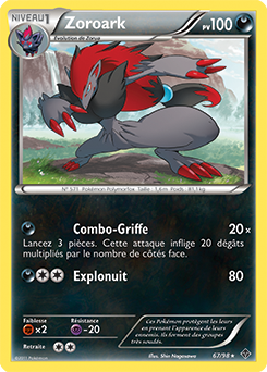 Carte Pokémon Zoroark 67/98 de la série Pouvoirs Émergents en vente au meilleur prix