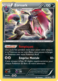 Carte Pokémon Holographique Rare Zoroark 91/162 de la série Impulsion Turbo